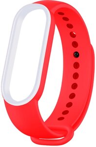 Ремешок UWatch Double Color Replacement Silicone Band For Xiaomi Mi Band 5/6/7 Red/White Line