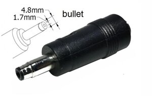 Перехідник до блоку живлення 4.8x1.7 or (4.75+4.2)x1.6mm (bullet) з 5.5x2.1(2.5) mm (Female) (A class) 1 день гар.