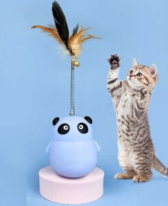 Іграшка годівниця для котів Панда 10808 8.5х25 см блакитна