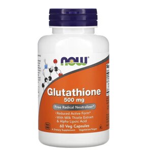 Амінокислота NOW Glutathione 500 mg, 60 вегакапсул