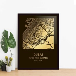 Постер "Дубай / Dubai" фольгований А3, gold-black, gold-black, англійська