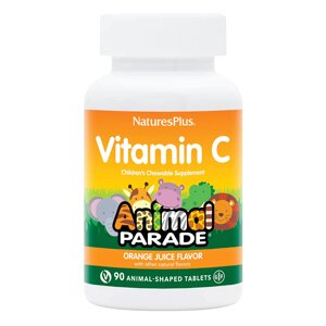 Вітаміни та мінерали Natures Plus Animal Parade Vitamin C, 90 жувальних таблеток Апельсин