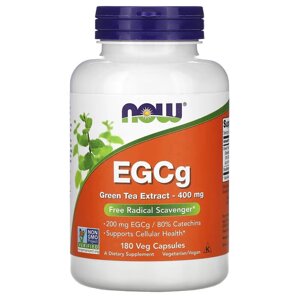Натуральна добавка NOW EGCg Green Tea Extract 400 mg, 180 вегакапсул