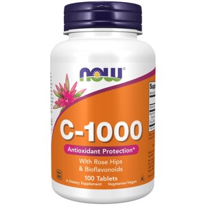 Вітаміни та мінерали NOW Vitamin C-1000 with Rose Hips Bioflavonoid, 100 таблеток