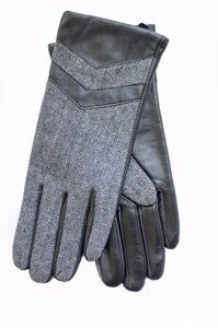 Жіночі комбіновані рукавички шкіра+тканина 708s1