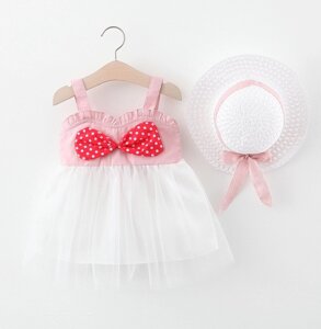Комплект сукня+шляпка рожевий 4073 розмір 85