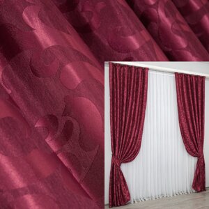 Комплект (2шт 1х2,7м) готових жакардових штор, колекція "Вензель". Колір бордовий. Код 417ш 31-047