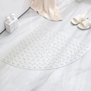 Силіконовий трикутний килимок протиковзкий Bathlux на присосках для ванни та душу 54х54 см, Білий