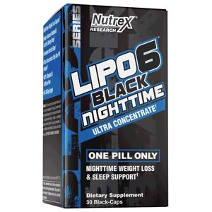 Жироспалювач Nutrex Research Lipo-6 Black NightTime Ultra Concentrate, 30 капсул