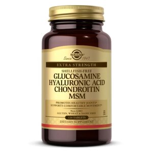 Препарат для суглобів і зв'язок Solgar Glucosamine Hyaluronic Acid Chondroitin MSM, 120 таблеток