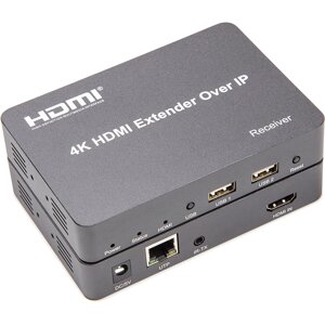 Подовжувач HDMI сигналу PowerPlant HDMI 4K/30hz, до 150м, через CAT5E/6 (HDES150-KVM)