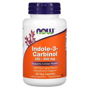 Натуральна добавка NOW Indole-3-Carbinol 200 mg, 60 вегакапсул