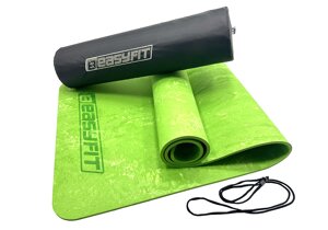 Килимок для йоги та фітнеса EasyFit PER Premium Mat 8 мм + Чохол салатовий