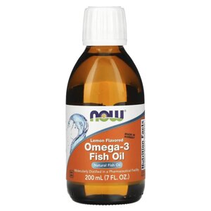 Жирні кислоти NOW Omega-3 Fish Oil, 200 мл Лимон