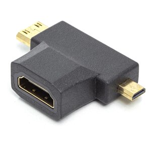 Перехідник PowerPlant HDMI (F) - mini HDMI (M)/micro HDMI (M)