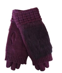 Жіночі зимові рукавички стрейч+в'язка бордо