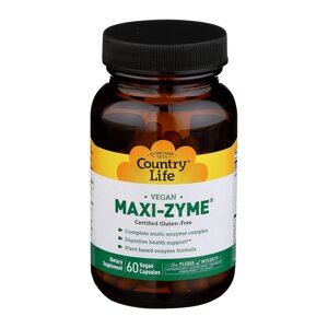 Натуральна добавка Country Life Maxi-Zyme, 60 вегакапсул