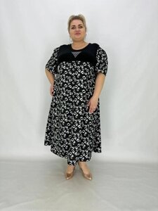 Легка літня сукня "Водевіль" з кишенями в бічних швах прикраса стразами 58-60 62-64 66-68 70-72 74-76
