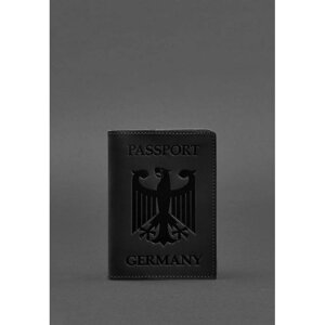 Шкіряна обкладинка для паспорта з гербом Німеччини чорна Crazy Horse