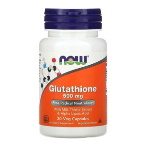 Амінокислота NOW Glutathione 500 mg, 30 вегакапсул