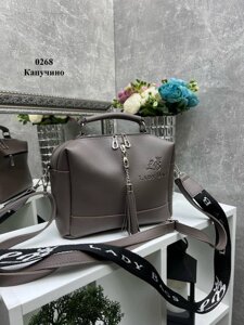 Капучино - стильна якісна сумка Lady Bags на два відділення з двома знімними ременями (0268)