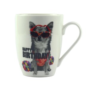 Чашка OOTB "З днем народження" з псом порцеляновий