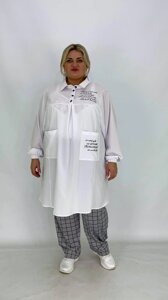 Жіноча вільна сорочка " Лоренс" з кишенями 62-64; 66-68; 70-72: 74-76