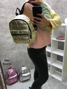 Золото - стильний яскравий рюкзак на блискавці, матеріал - плащівка (5061)