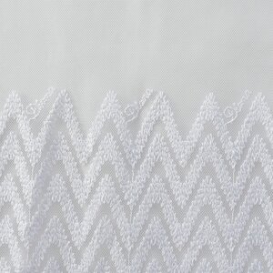 Тканина тюль фатин з вишивкою Зигма V-beyaz