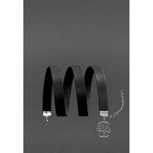 Жіночий шкіряний браслет - стрічка чорний
