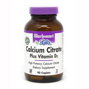 Вітаміни та мінерали Bluebonnet Nutrition Calcium Citrate plus Vitamin D3, 90 каплет