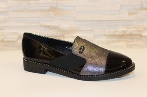 Туфлі жіночі чорні з сріблом Т57 39