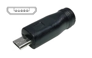 Перехідник до блоку живлення micro USB з 5.5x2.1(2.5) mm (Female) (A class) 1 день гар.