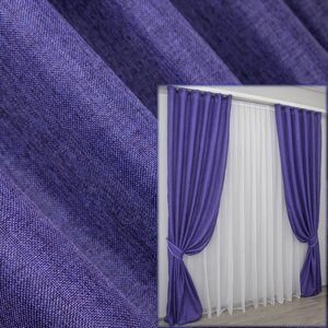 Комплект (2шт. 1,5х2,8м.) штор з тканини льон, колекція "Льон Мішковина". Колір фіолетовий. Код 1066ш 30-877