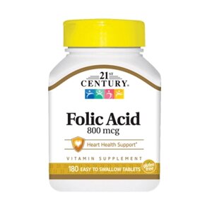 Вітаміни та мінерали 21st Century Folic Acid 800 mcg, 180 таблеток