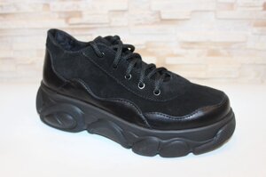 Туфлі кросівки жіночі чорні натуральна замша Т1176 38