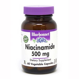Вітаміни та мінерали Bluebonnet Nutrition Niacinamide 500 mg, 60 вегакапсул