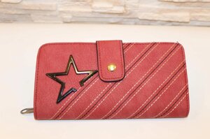 Місткий жіночий червоний гаманець на блискавці код 285