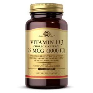 Вітаміни та мінерали Solgar Vitamin D3 25 mcg, 250 капсул