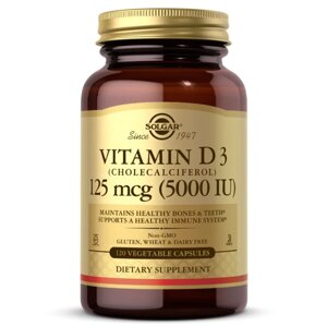 Вітаміни та мінерали Solgar Vitamin D3 125 mcg, 120 вегакапсул