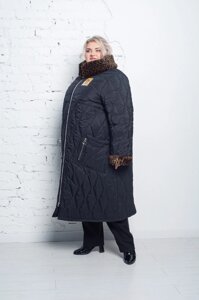 Зимове стьобане пальто "Джолі" з еко-хутром 78-80