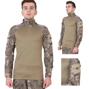 Сорочка чоловіча тактична з довгим рукавом, футболка військова камуфляжна для армії ЗСУ, Хакі L