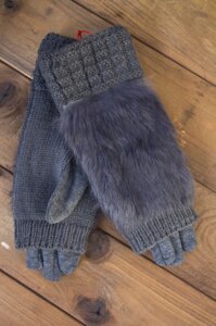 Жіночі зимові рукавички стрейч+в'язка сірі