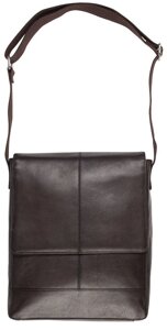 Чоловіча вертикальна шкіряна сумка листоношник формату А4 Livergy темно-коричнева