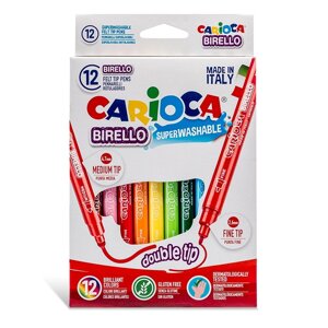 Фломастери двосторонні для малювання Carioca Birello 41457 12 кольорів