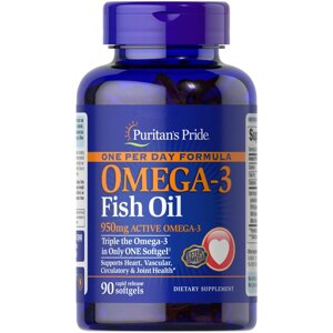 Жирні кислоти Puritan's Pride One Per Day Omega 3 Fish Oil 950 mg, 90 капсул