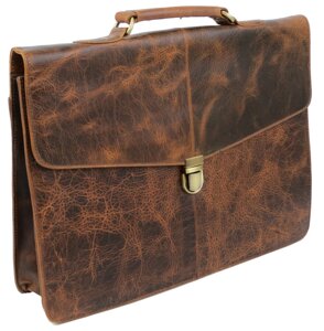 Вінтажний шкіряний портфель Always Wild Portfolio коричневий
