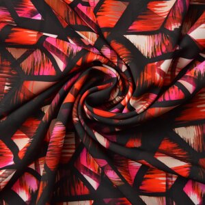 Тканина костюмна креп Prada абстракція червоно/чорна, Абстракція