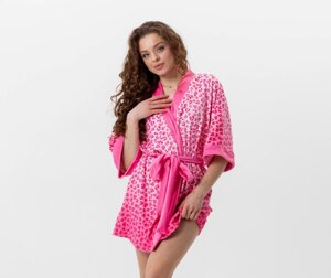 Халат жіночий з плюшевого велюру Рожевий леопард 3421_XL 15970 XL
