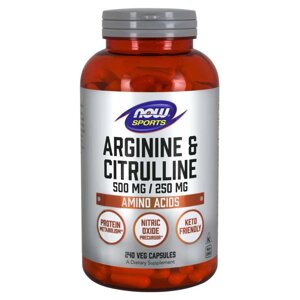 Амінокислота NOW Arginine and Citrulline, 240 вегакапсул